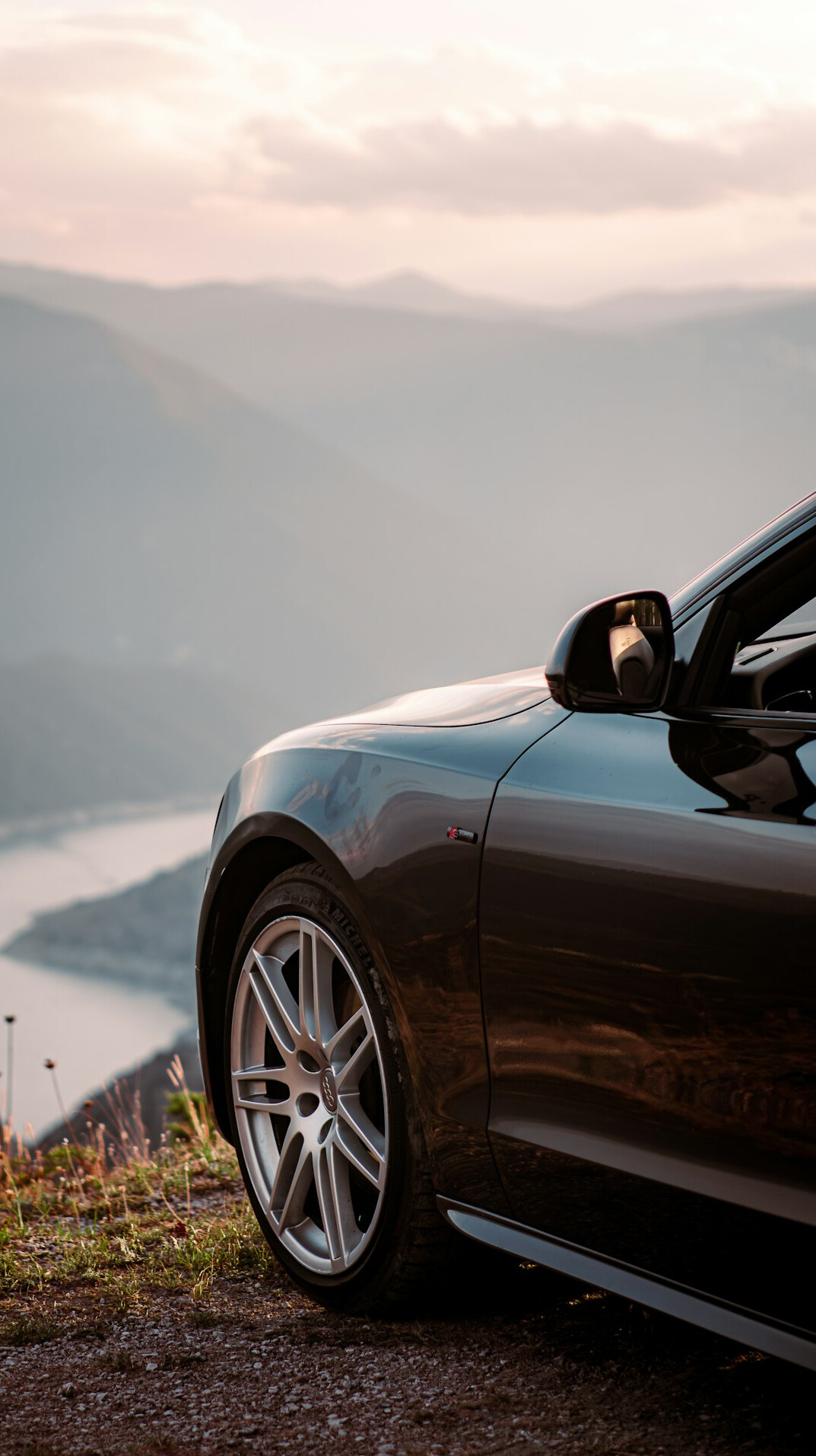 luxury car on scenic road