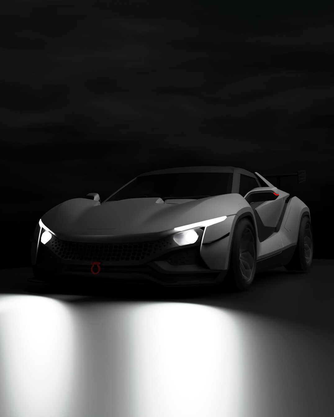 Sculptural modern hypercar with aggressive aerodynamic bodywork in a studio
