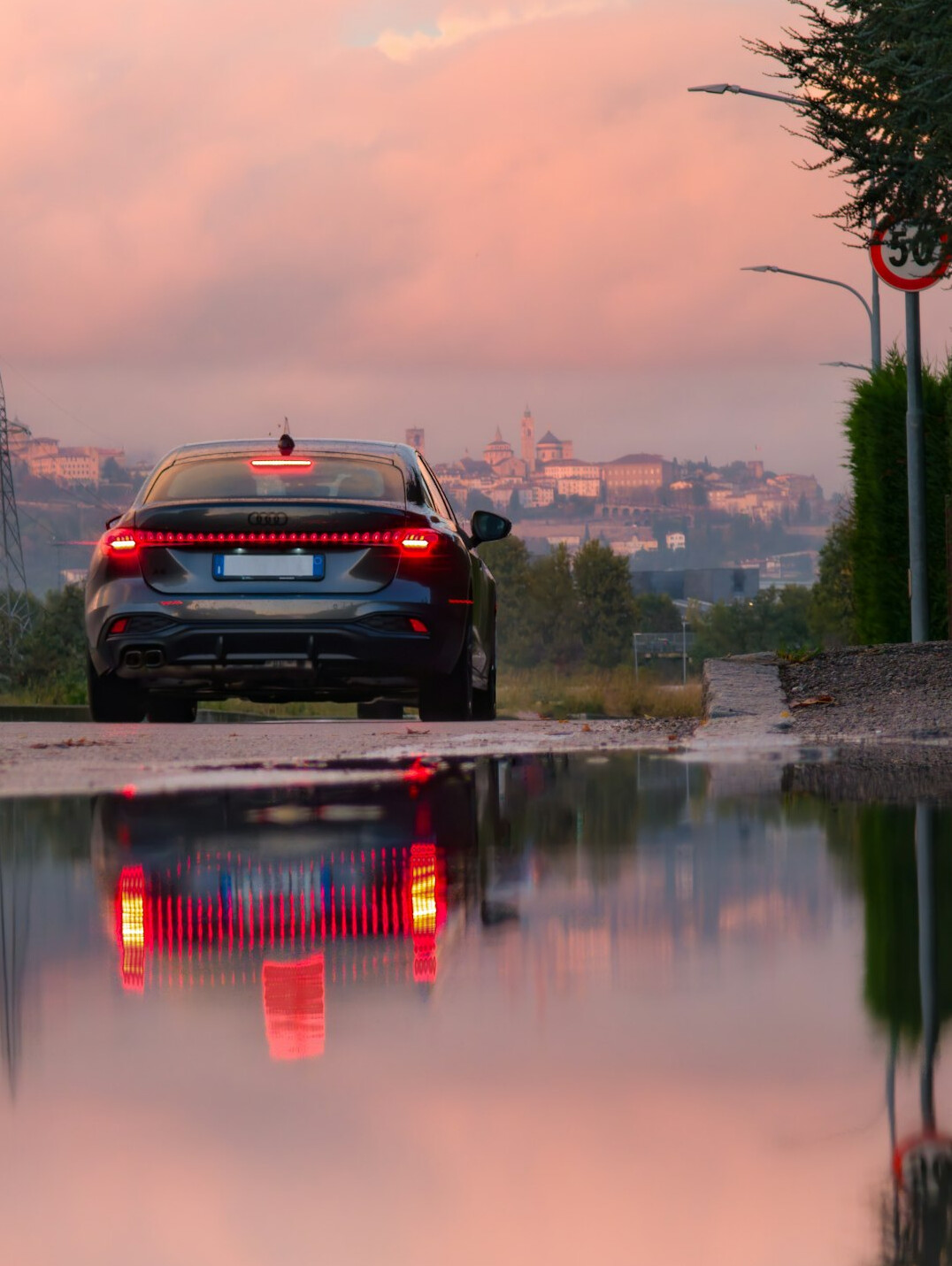 luxury car on scenic road